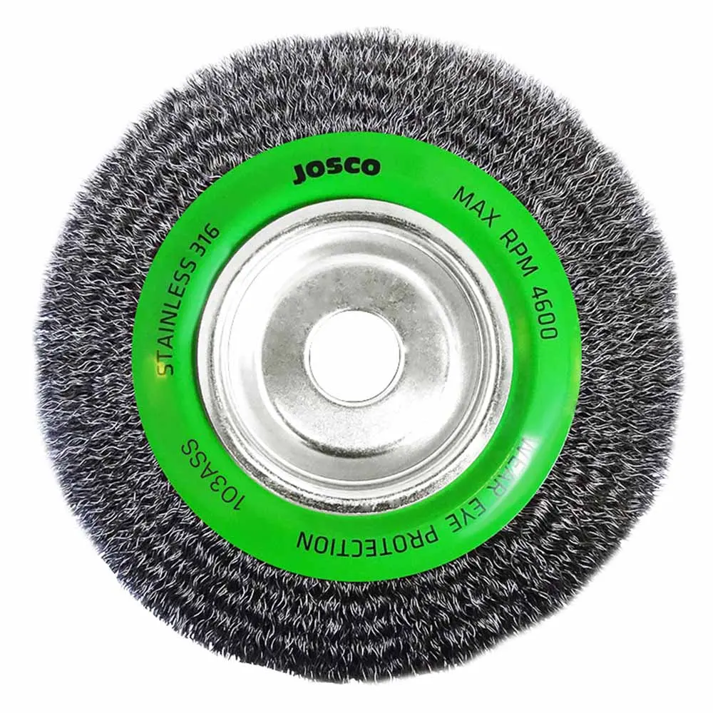 JOSCO 200 x 19mm Multi-Bore Stainless Steel Crimped Wire Wheel Brush