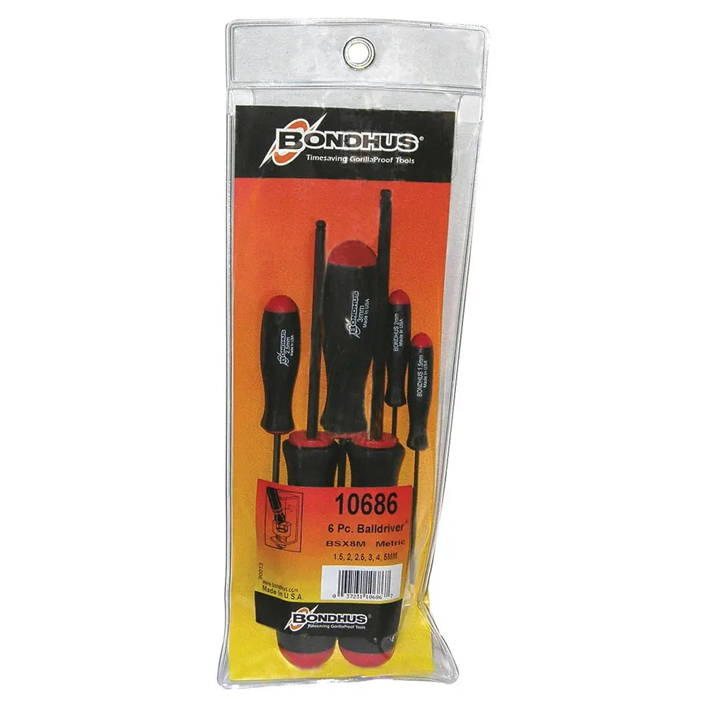 BONDHUS 6 Pce Metric Ball End Screwdrivers BD10686