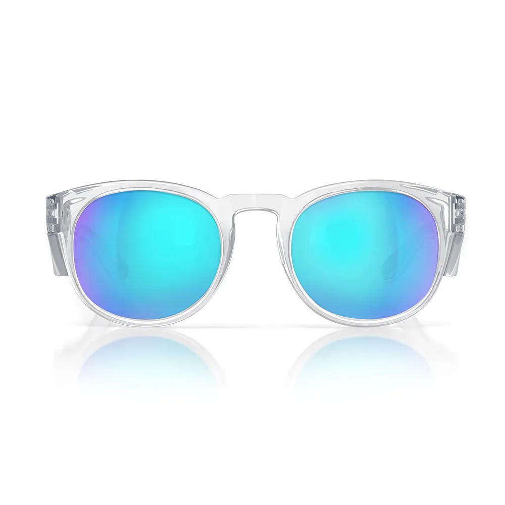 SAFESTYLE Cruisers Clear Frame Mirror Blue Polarised Lens UV400 CRCBP100