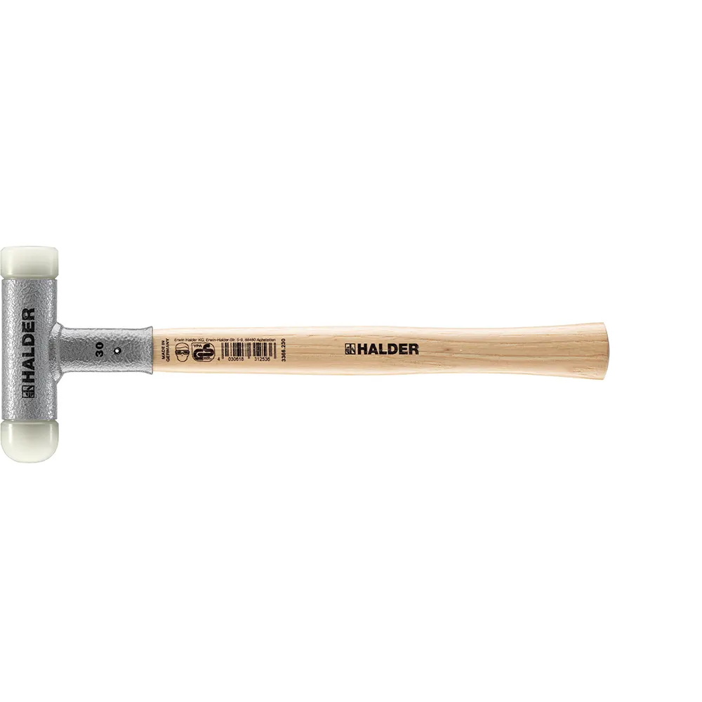 HALDER 30mm 360g Dead Blow Hammer Replacable Tips Hickory Handle 3366.W230