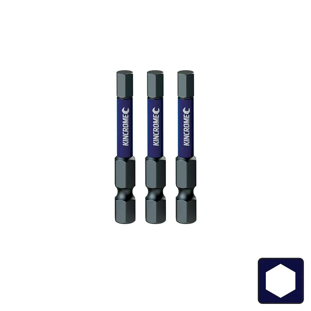 KINCROME 4 x 50mm Hex Impact Screwdriver Bit - 3 Piece K21330