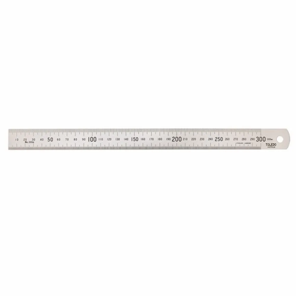 TOLEDO 300mm Single Sided Metric Stainless Steel Ruler 300M