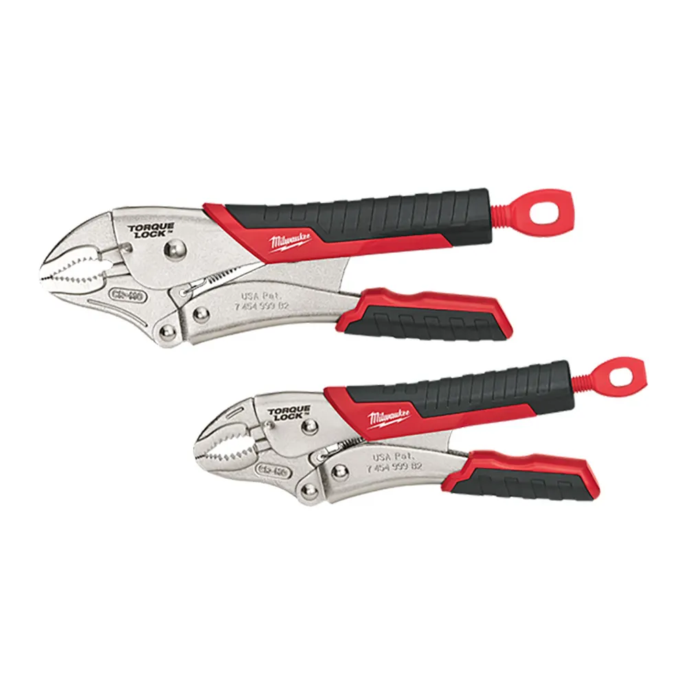 MILWAUKEE Torque Lock 2 Piece Curved Jaw Soft Grip Locking Plier Set 48223402