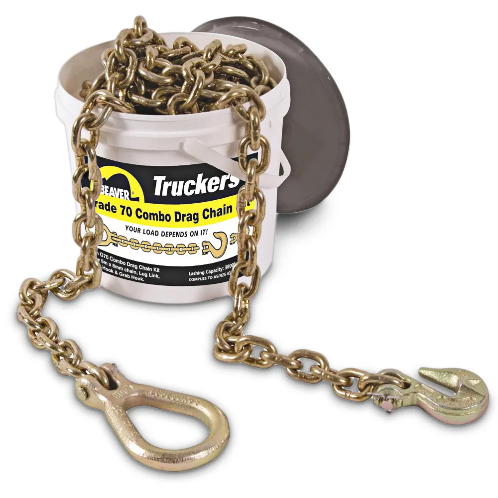 BEAVER Grade 70 GOLD Drag Chain Kit with Lug Link and Slip Hook 8mm x 5m