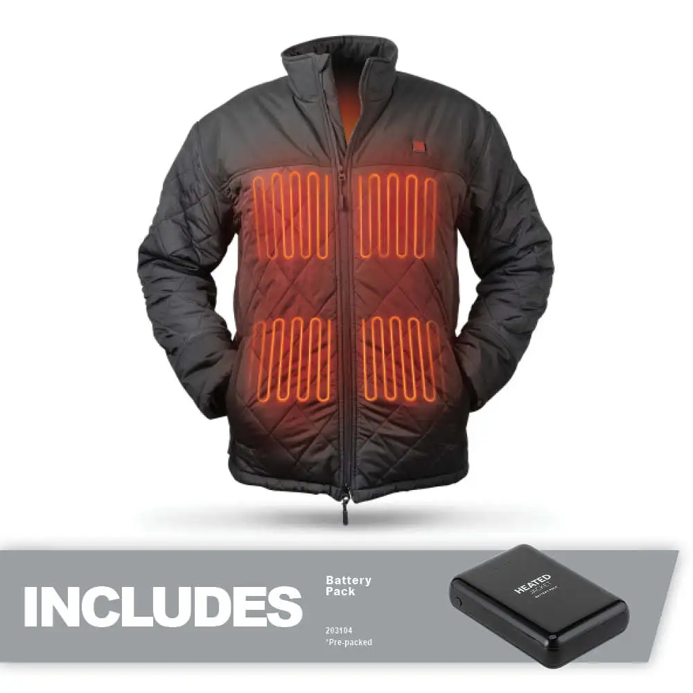 TOTAL TOOLS 7.4V Men's Quilted Black Heated Jacket HJQBLACKMS
