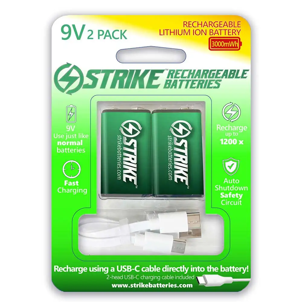 STRIKE 9V USB C 3000mw Battery With Cable - 2 Pack A1914-2C
