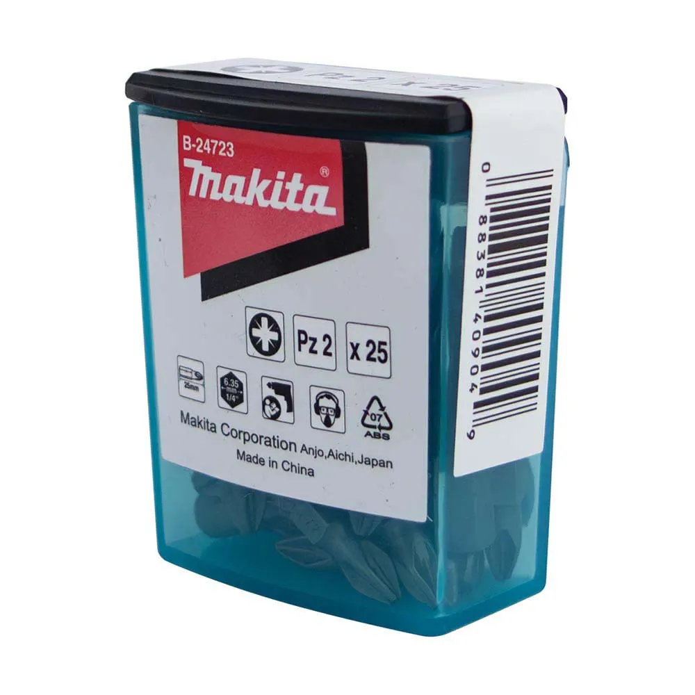 MAKITA PZ2 x 25mm Flip-Top Case Screwdriver Bit - 25 Piece B24723