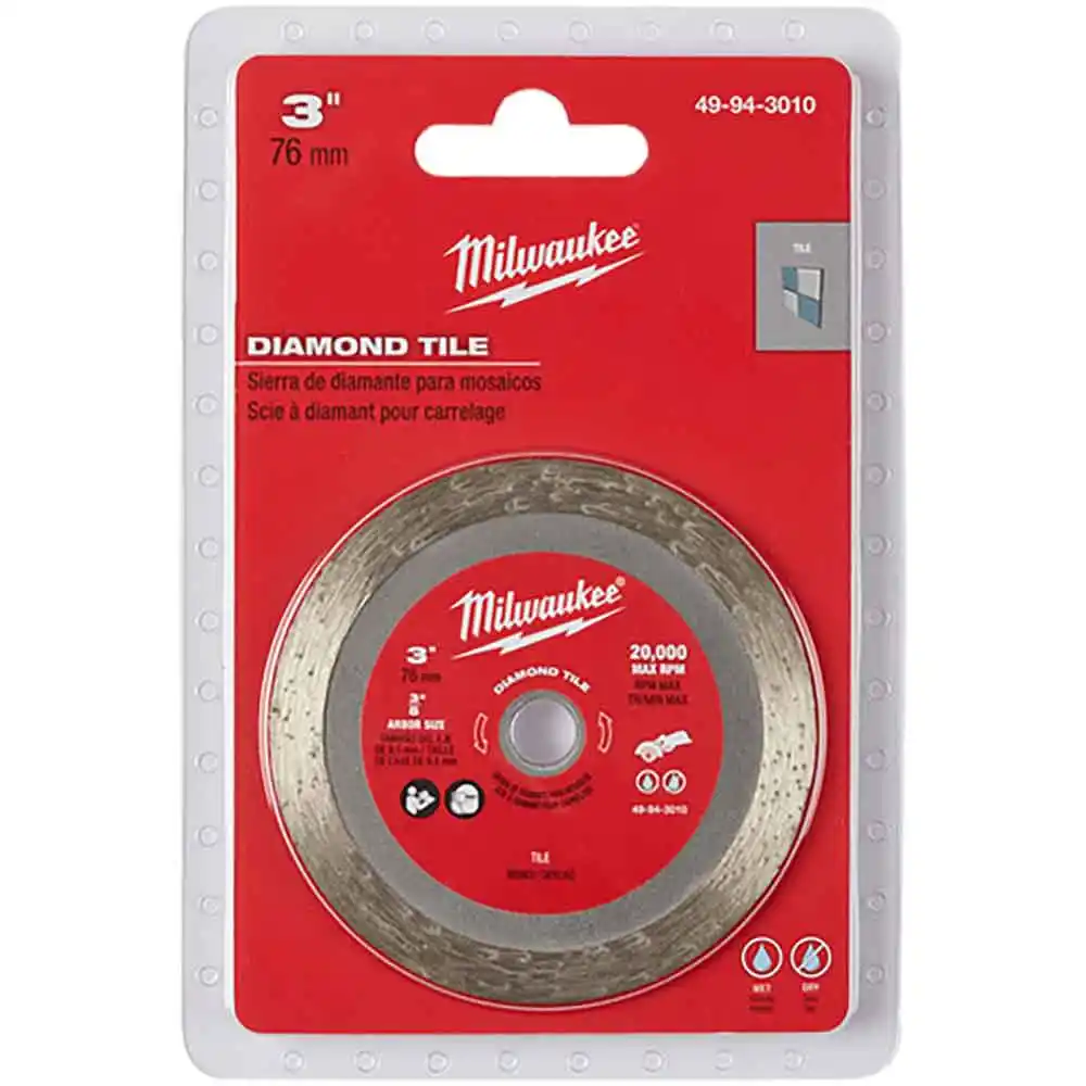 MILWAUKEE 75mm Continuous Rim Diamond Blade for Ceramic Cutting 49943010