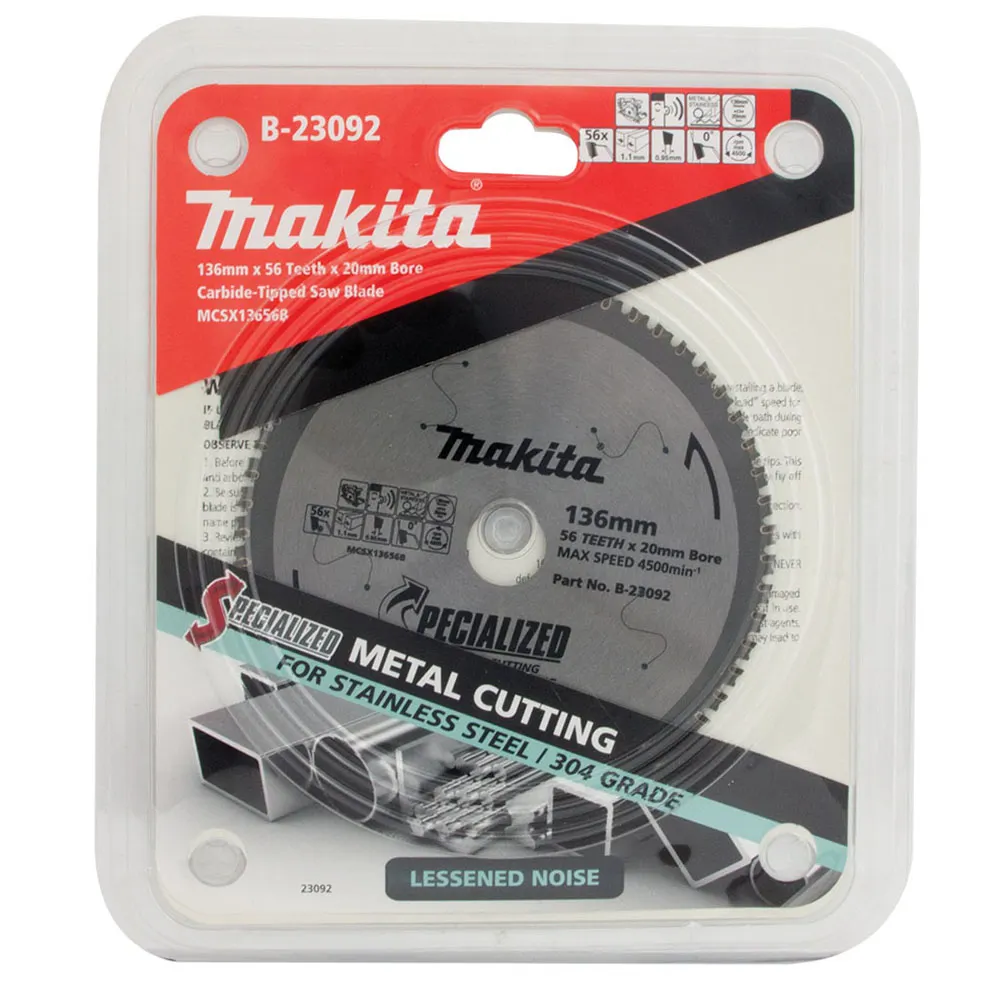 MAKITA 136mm 56T TCT Circular Saw Blade for Stainless Steel Cutting - SPECIALIZED B-23092