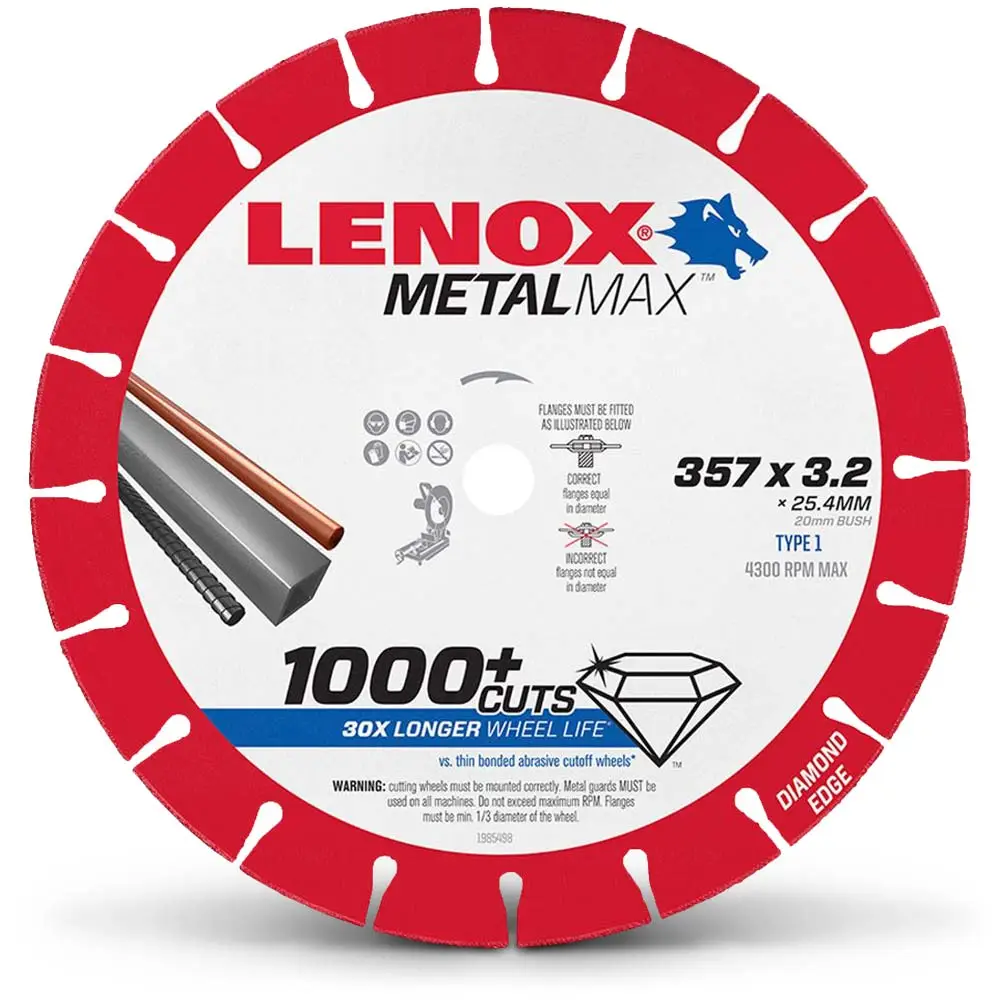 LENOX 357mm Diamond Metal Cut Off Blade - METALMAX 1985498