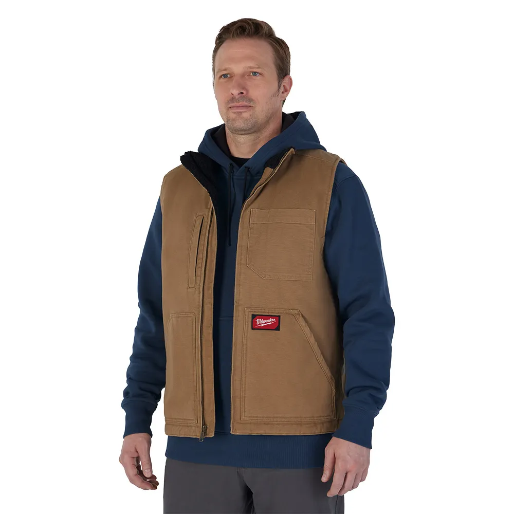 MILWAUKEE GRIDIRON Sherpa Lined Vest - Brown 801BR