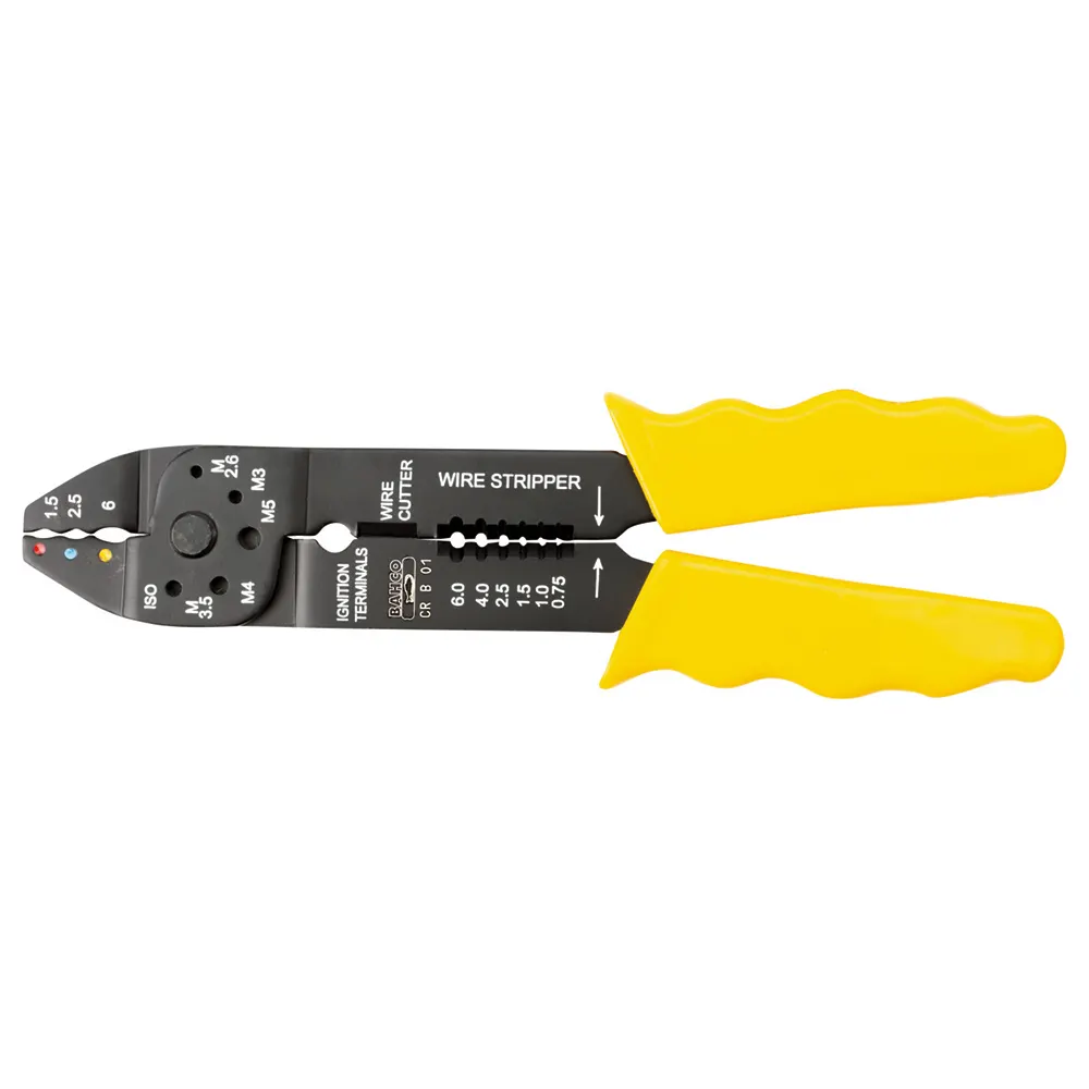 BAHCO 220mm 0.75-6mm Crimping/Cutting/Stripping Pliers with Yellow Handle CR B 01