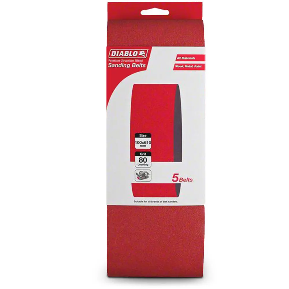 DIABLO 100 x 610mm 80-Grit Zirconia Sanding Belt - 5 Piece 2608608R71