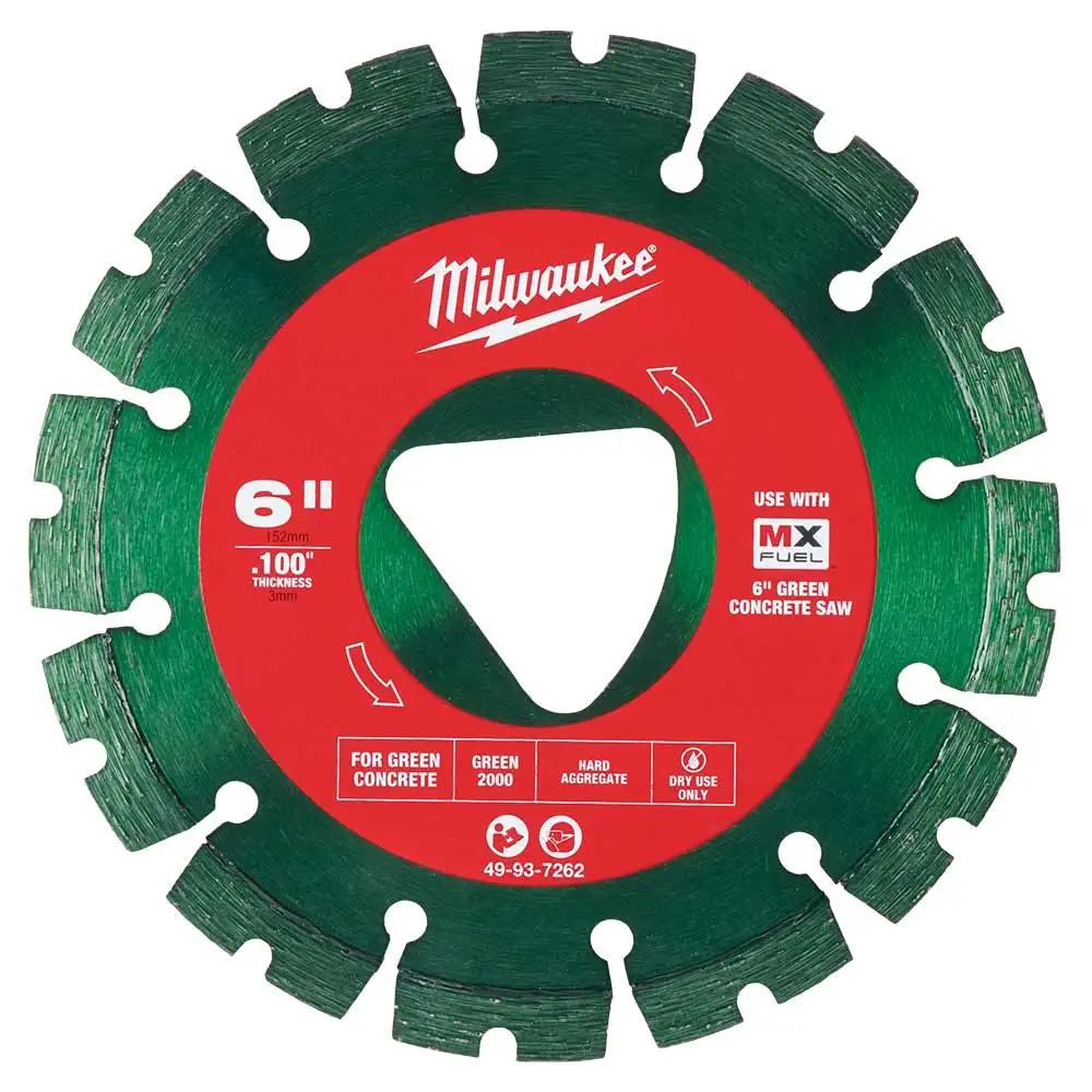MILWAUKEE 150mm 6inch Green Concrete Diamond Blade - Green 49937262
