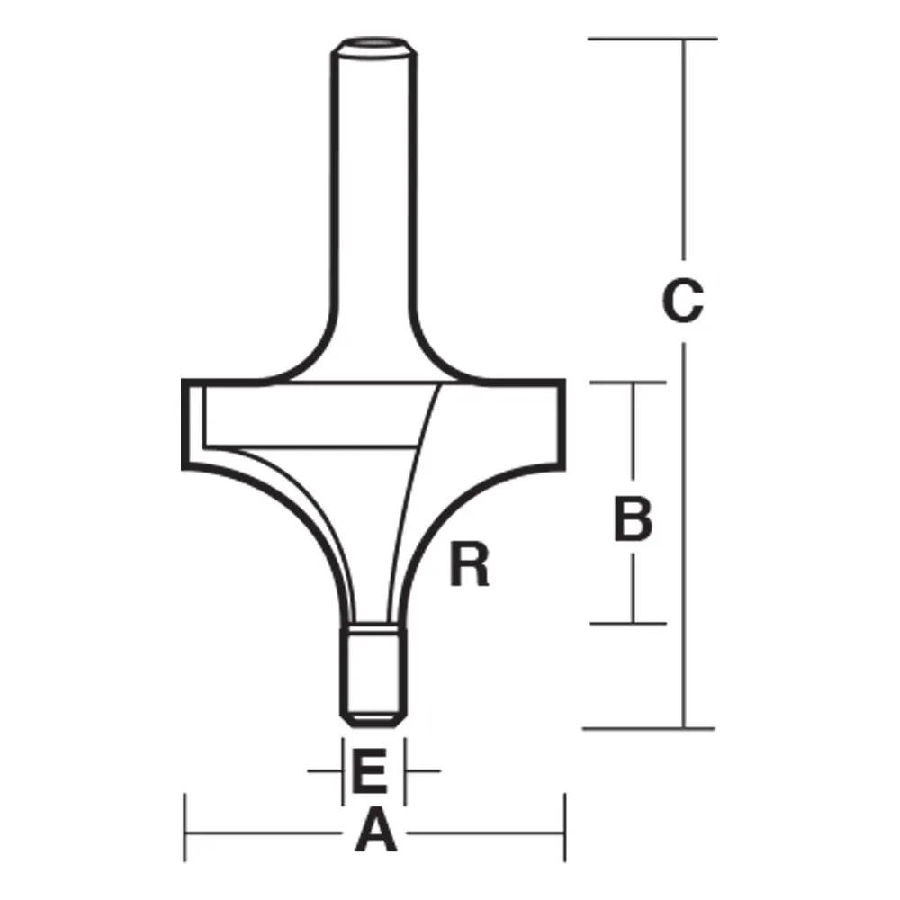CARBITOOL Router Bit TCT Rounding Over 1/2inch -Radius 1/4inch -Shank T 516