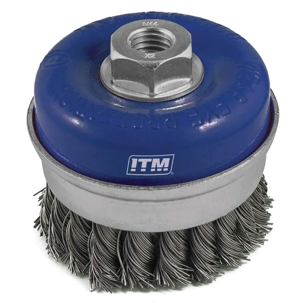 ITM 125mm Thread Twist Knot Cup Steel Brush w/ Band TM7001-125