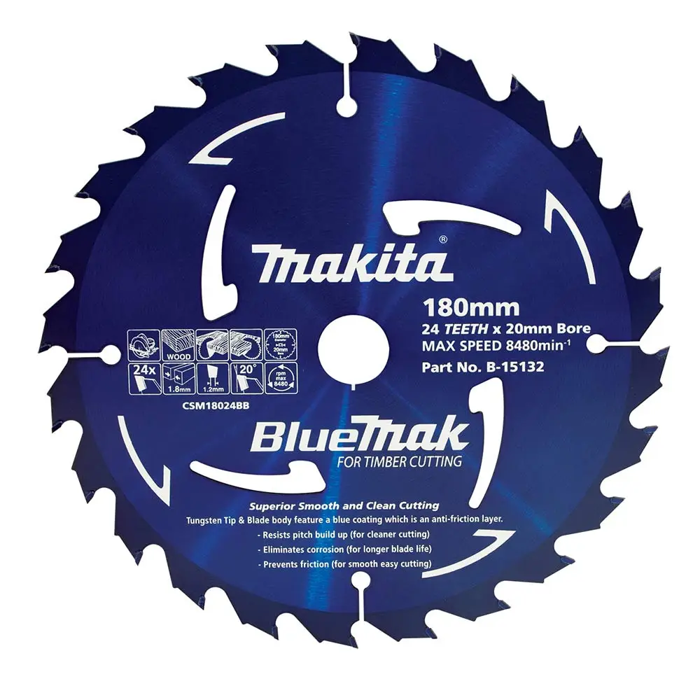 MAKITA 180mm x 20mm x 24T Bluemak TCT Saw Blade B-15132
