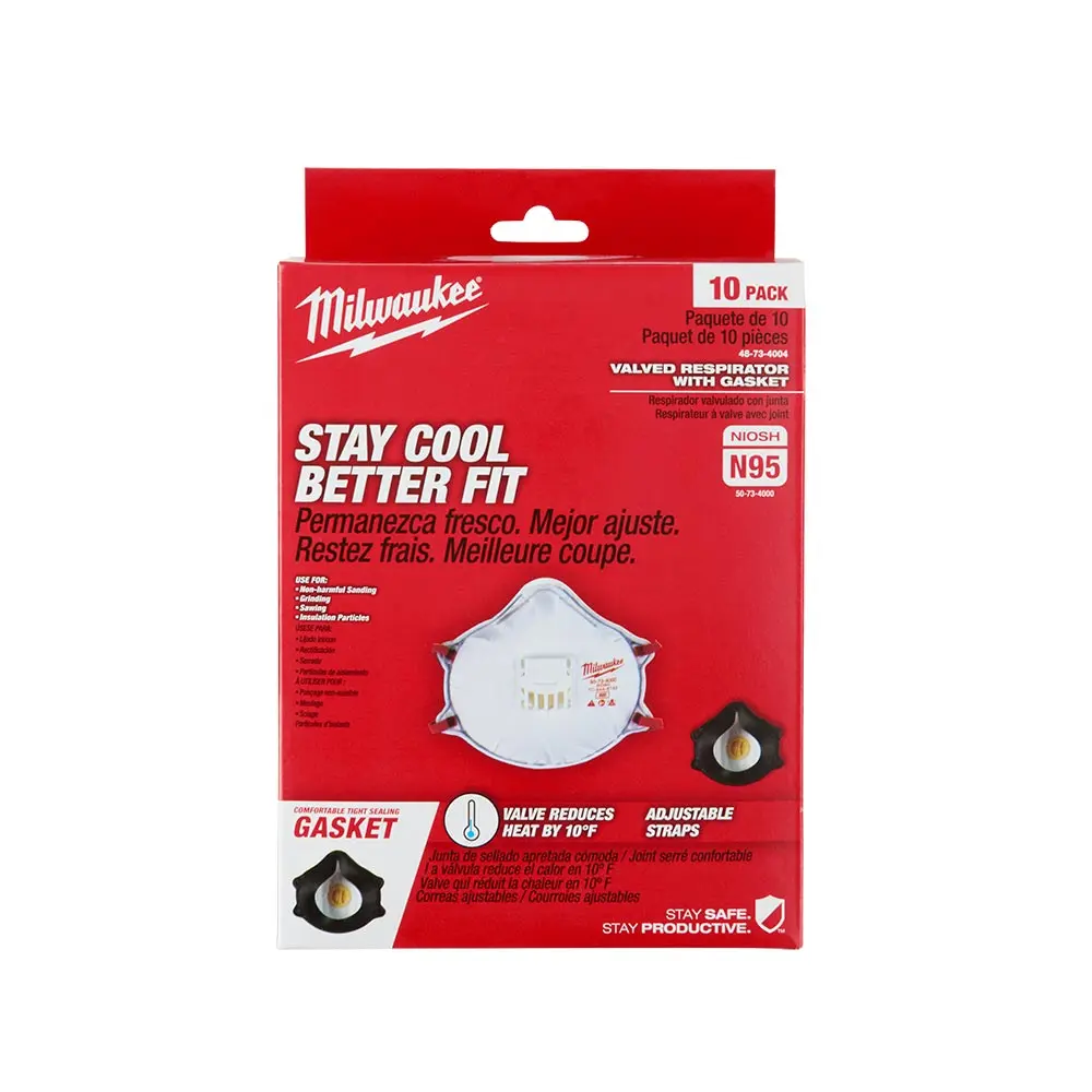 MILWAUKEE N95 Valved Respirator with Gasket - 10 Pack 48734004