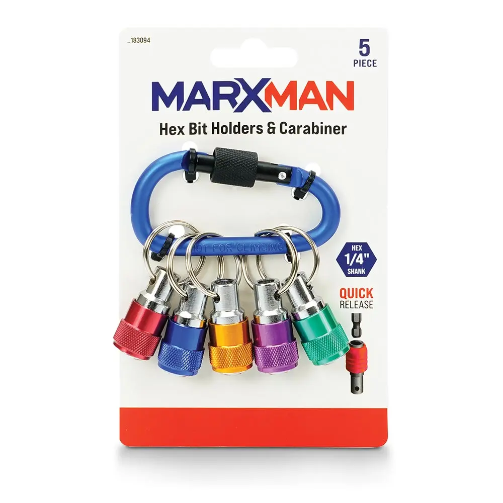 MARXMAN Quick-Release Hex Bit Holder w/ Carabiner 5 Piece MIC5PC