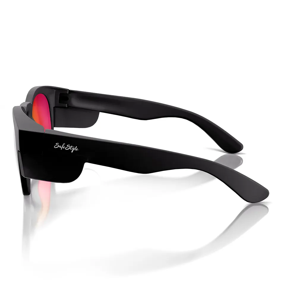 SAFESTYLE Cruisers Matte Black Frame Mirror Red Polarised Lens UV400 CRMBRP100