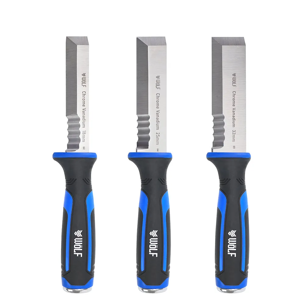WOLF 18/25/32 Comfort Grip Side Strike Wood Chisel Set - 3 Piece WSCSET3PC