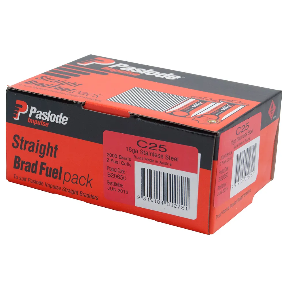 PASLODE 25mm C Series Straight Brads 2000 Pack B20650