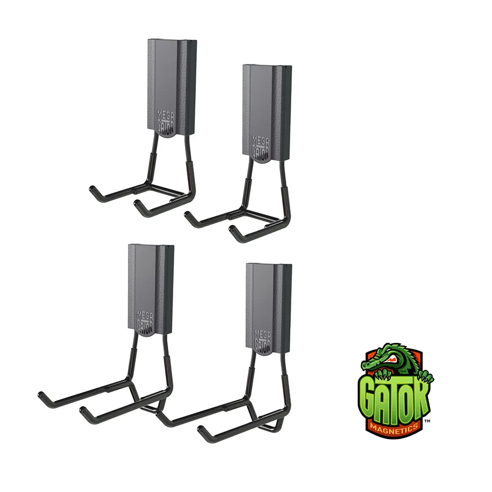 GATOR MAGNETICS 4.5" & 3" Mega Open 45lb 20kg Hardware Magnetic Hook - Black 4 Pack AGBBLK401