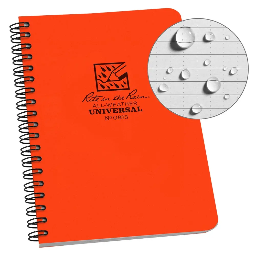 RITE IN THE RAIN Side Spiral 4.625 X 7 Polydura Notebook - Universal - Blaze Orange XROR73