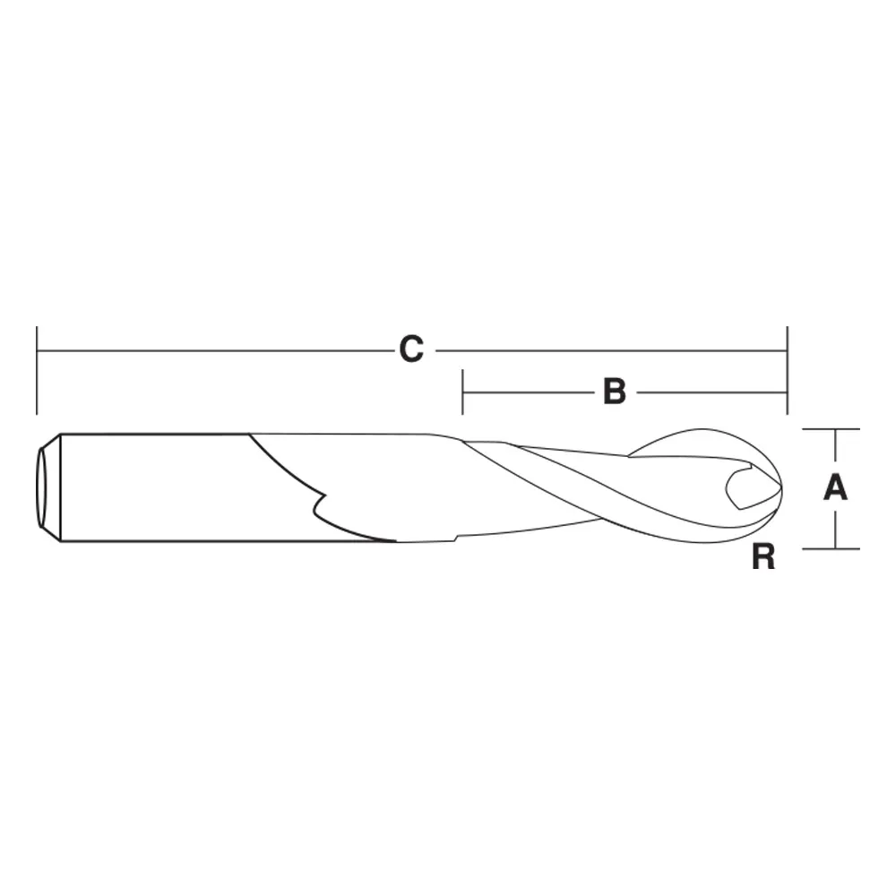 CARBITOOL 1/4inch TC Straight Up-Cut Ball End Spiral Router Bit for Wood - 1/4inch Shank TSRWB 8