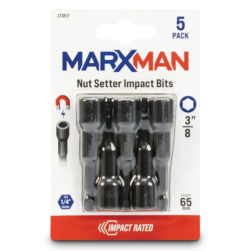 MARXMAN 3/8x65mm Magnetic Power Impact Nutsetter Bit - 5 Piece MN38655PC