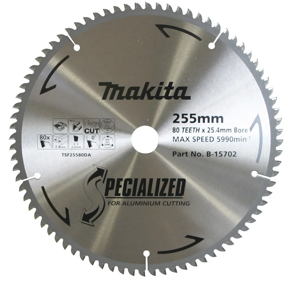 MAKITA 255mm 80T TCT Circular Saw Blade for Aluminium Cutting - Table Saws - SPECIALIZED