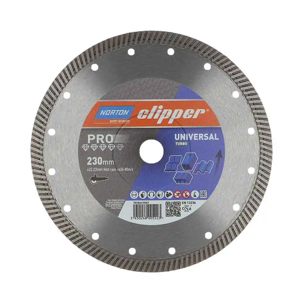 CLIPPER 230 x 22.23/12mm Turbo Segmented Diamond Blade for General Purpose Cutting - Wet & Dry 70184610267