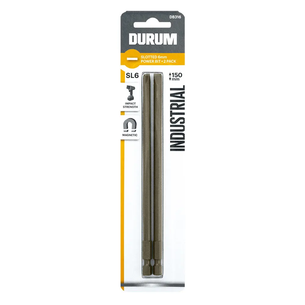 DURUM 6x150mm Slotted Power Screwdriver Bit - 2 Piece DB316