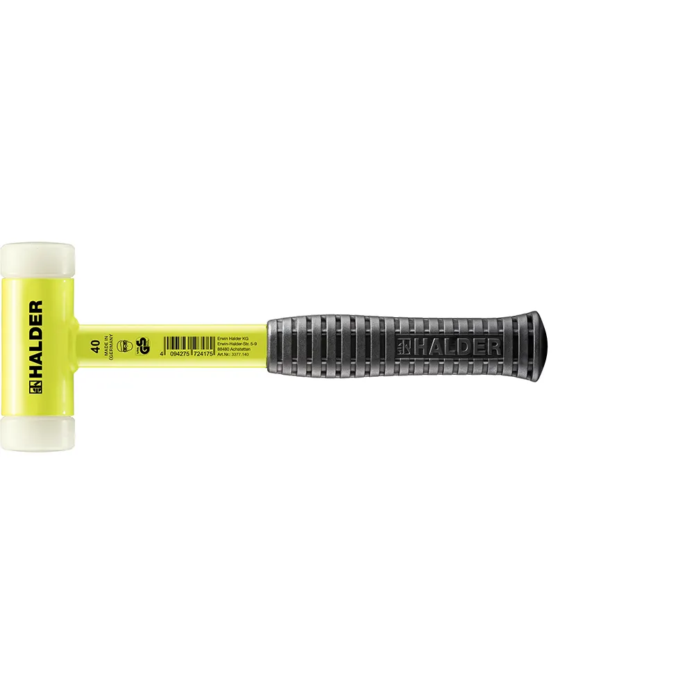 HALDER 40mm 575g Dead Blow Hammer Steel Soft Grip Nylon Tips 3377.W140