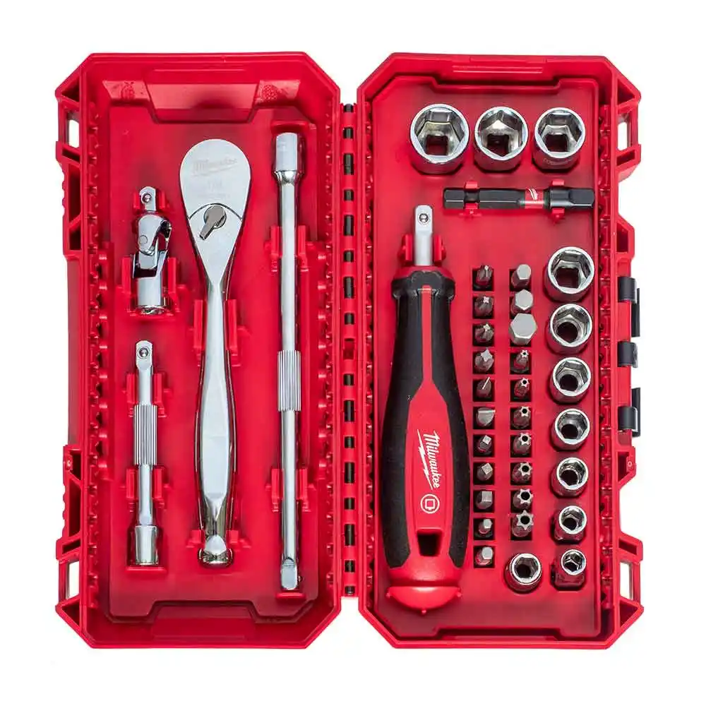 MILWAUKEE 38 Piece 1/4" Premium Metric Bit Socket Set 48229199