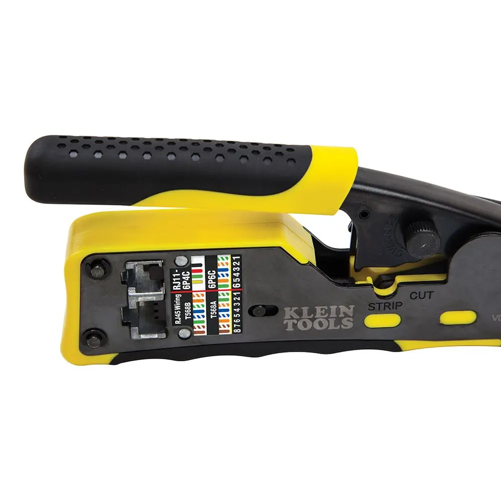 KLEIN Ratcheting Data Cable Crimper for Pass Thru AVDV226110