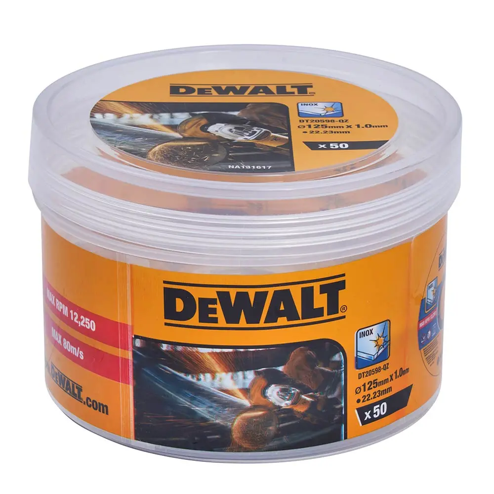 DEWALT 50 Piece 125x1.0mm Bonded Cut Off Disc Tub DT20598-QZ