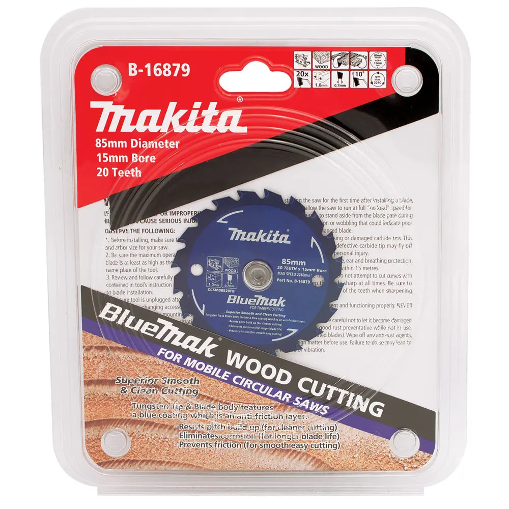 MAKITA 85mm 20T TCT Circular Saw Blade for Wood Cutting - Cordless Saws - BLUEMAK