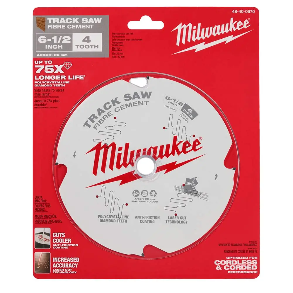 MILWAUKEE 160mm 4T PCD Track Saw Blade for Fibre Cement Cutting 48400670