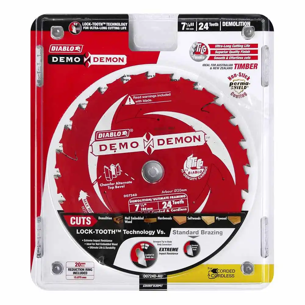 DIABLO 184mm 24T TCT Demo Demon Circular Saw Blade For Wood Cutting �?Demolition/ Ultimate Framing 2608F03847