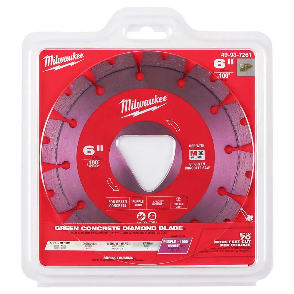 MILWAUKEE 150mm 6inch Green Concrete Diamond Blade - Purple 49937261