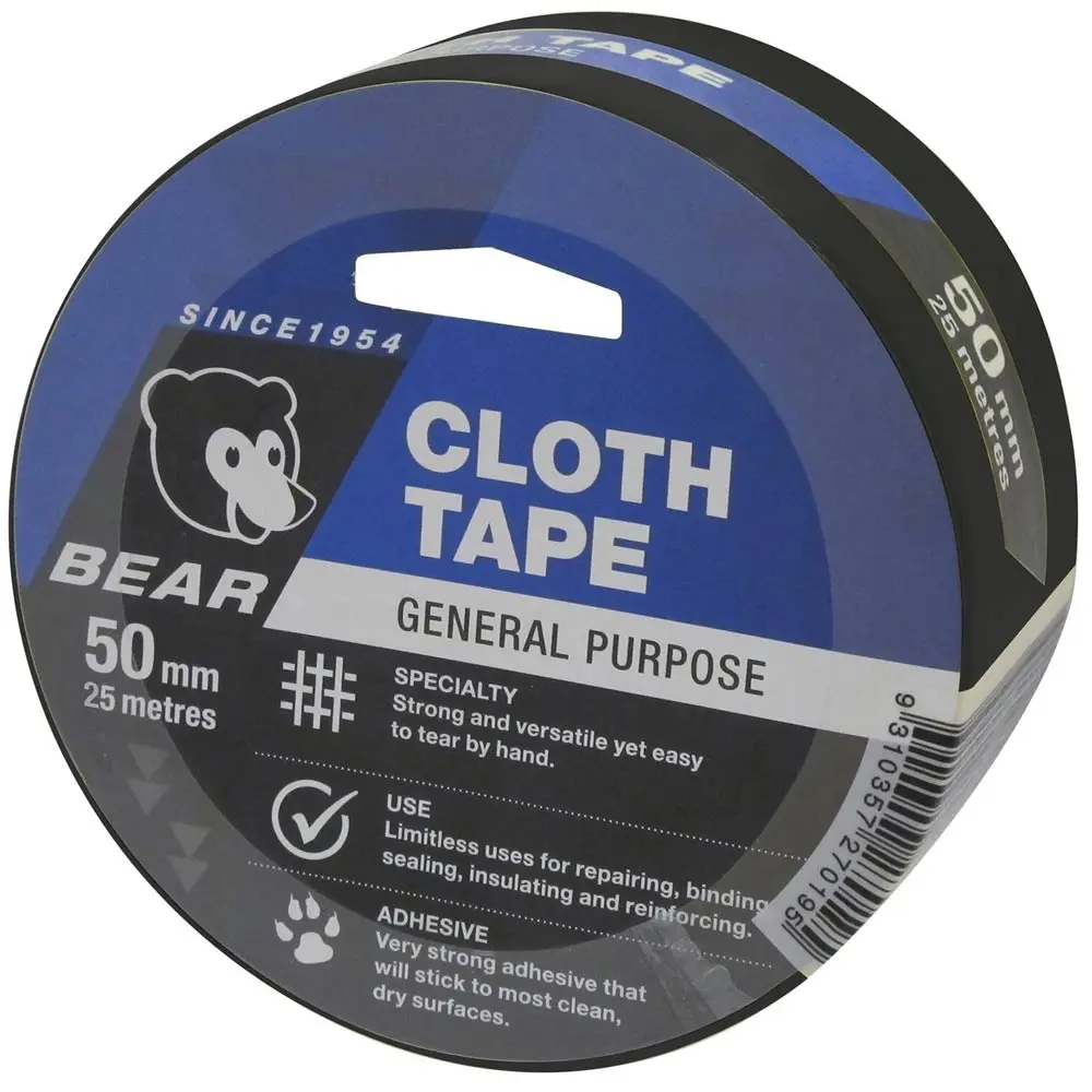 BEAR 50mm x 25m Tape Cloth - Black 66623336613
