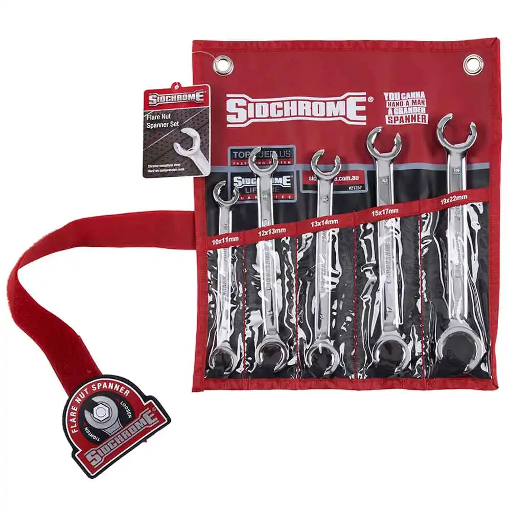 SIDCHROME 5 Piece Metric Flare Nut Spanner Set SCMT21257