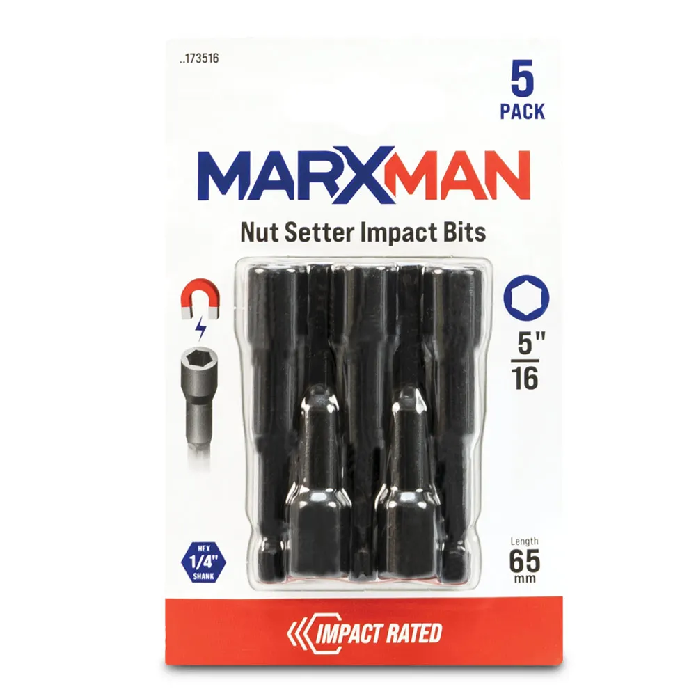 MARXMAN 5/16x65mm Magnetic Power Impact Nutsetter Bit - 5 Piece MN516655PC