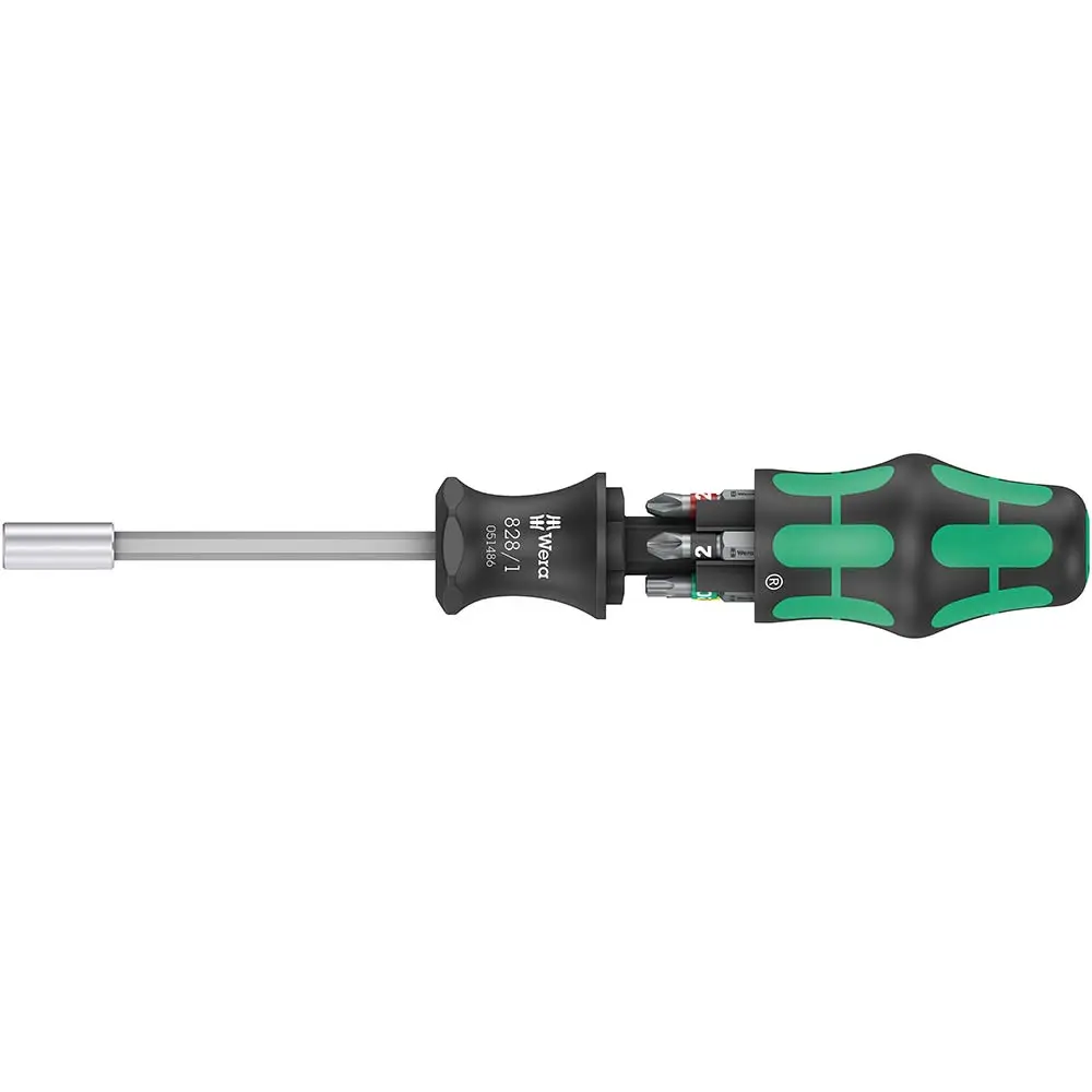 WERA 1/4" 6 Bits Screwdriver Set 7 Piece Kraftform Kompakt 27 Set 1 WER051510