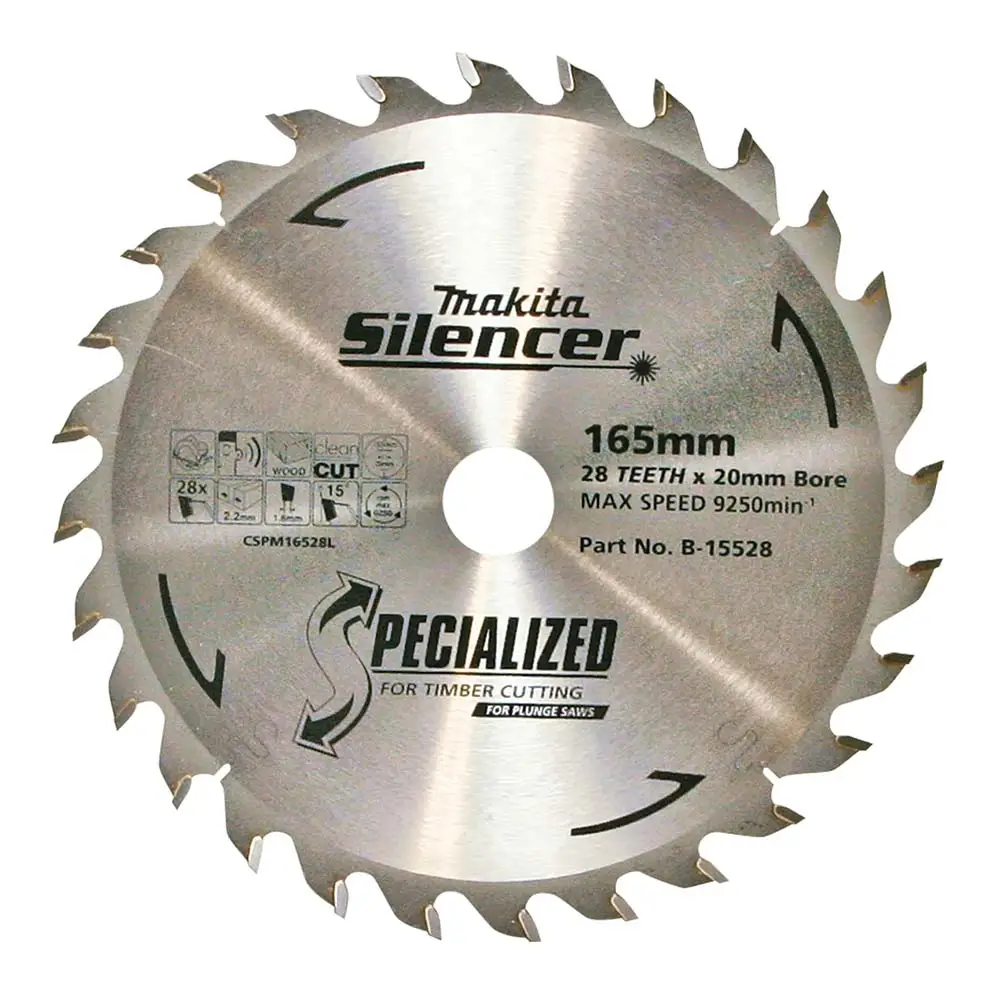 MAKITA 165mm x 20mm x 28T Plunge Saw TCT Saw Blade B-15528