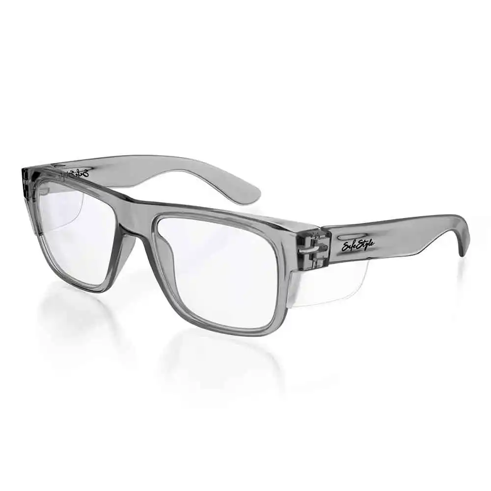 SAFESTYLE Fusions Graphite Frame Clear UV400 Lens Safety Glasses FGC100