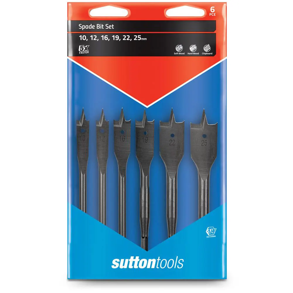 SUTTON 10-25mm Spade Bit Set - 6 Piece