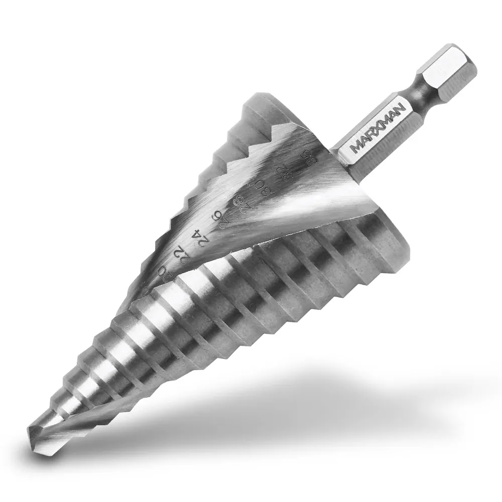MARXMAN 6-35mm 1/4-Hex HSS Metal 15-Step Spiral Drill Bit MSDSP635HX