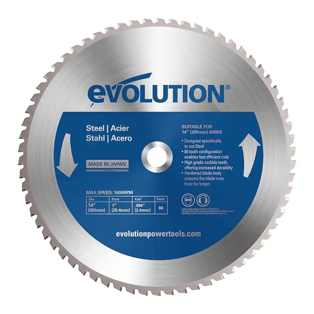 EVOLUTION 355 x 25.4mm 66T Mild Steel TCT Metal Circular Saw Blade M355TCT-66CS